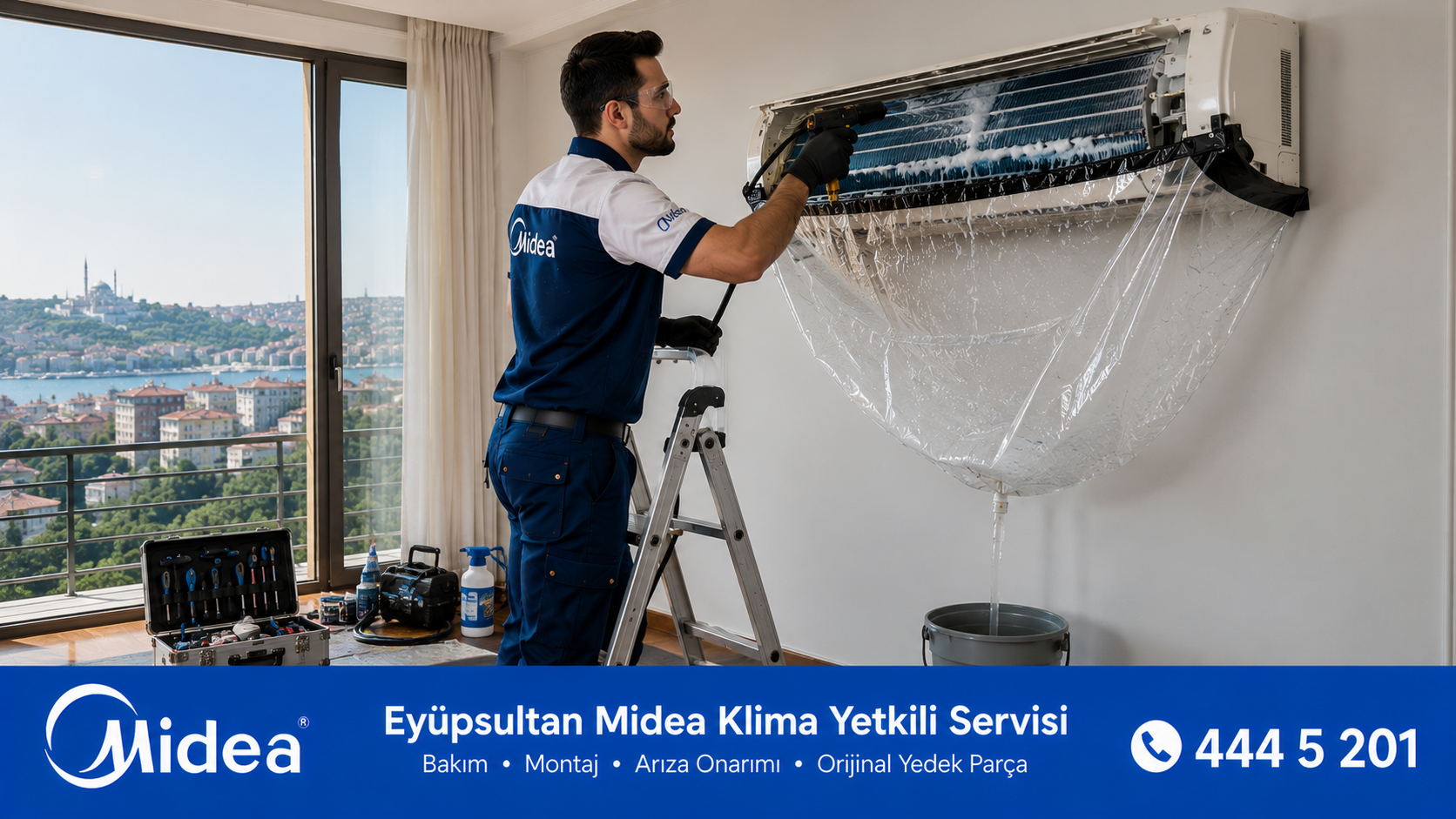 Eyüpsultan Midea Klima Bakımı İlaçlı Temizlik Süreci