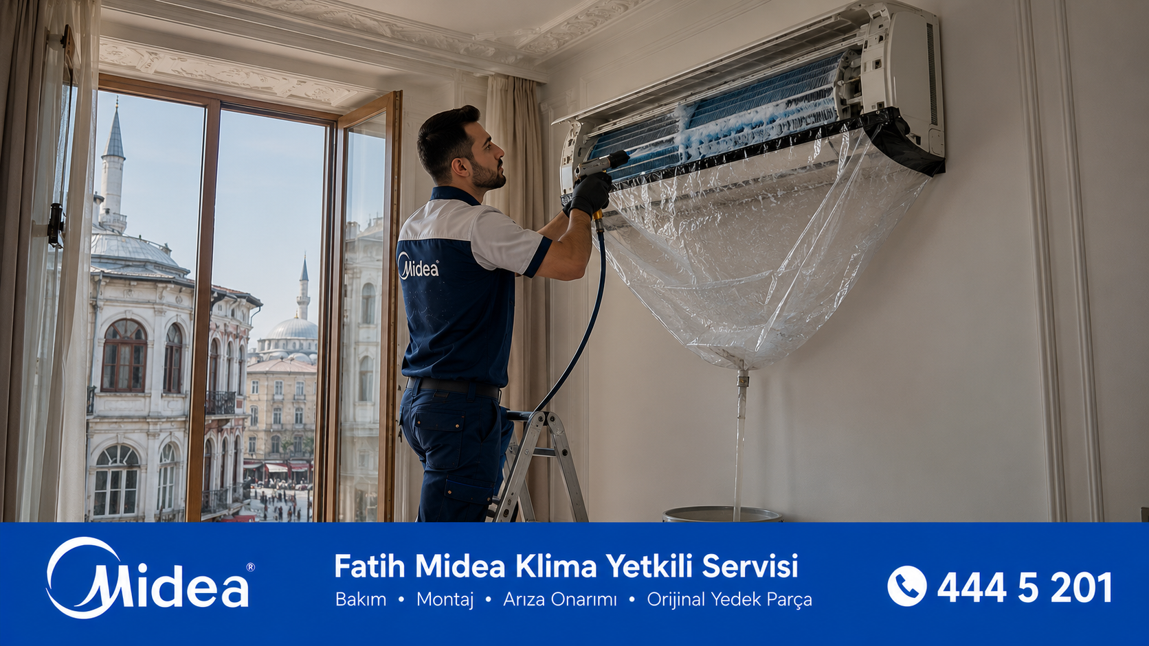 Fatih Midea Klima Bakımı İlaçlı Temizlik Süreci