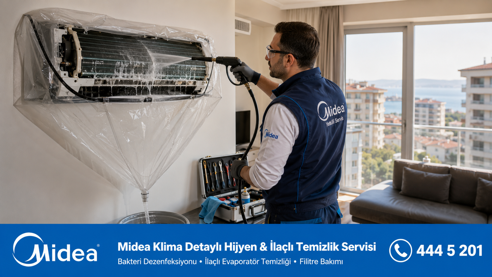 Pendik Midea Klima Bakımı İlaçlı Temizlik Süreci