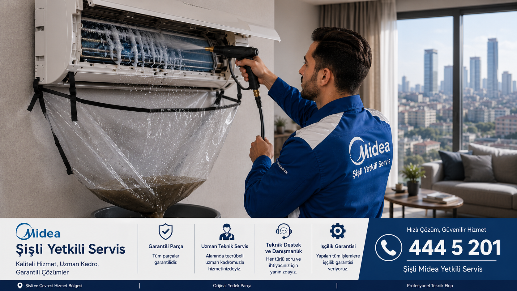 Şişli Midea Klima Bakımı Şişli Midea Klima Bakımı İlaçlı Temizlik Süreci